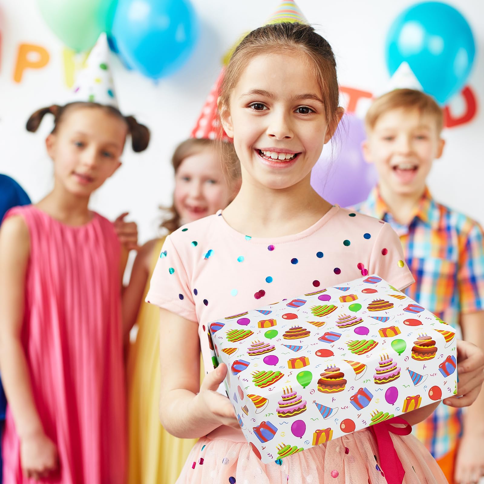 LCY WEDSHI Birthday Wrapping Paper 12pcs 20x29in Multicolor Birthday Theme