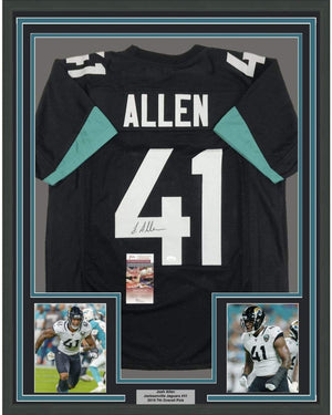 Framed Autographed/Signed Josh Allen 35x39 Jacksonville Black Football Jersey JSA COA