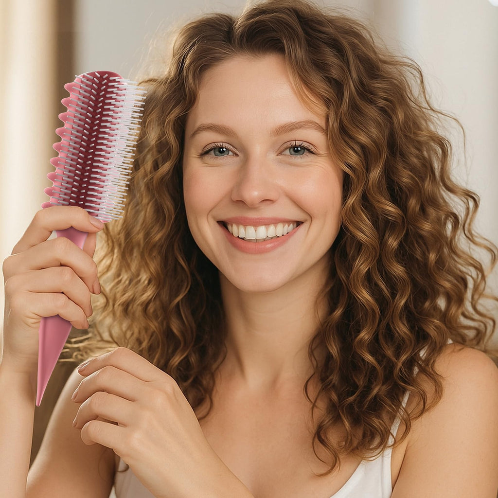 AM 8:00 Curly Hairbrush Curl Defining Voluming Styling Tool Pink