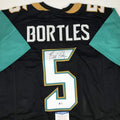 Autographed/Signed Blake Bortles Jacksonville Black Football Jersey Beckett BAS COA