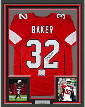 Framed Autographed/Signed Budda Baker 35x39 Arizona Red Football Jersey Beckett BAS COA