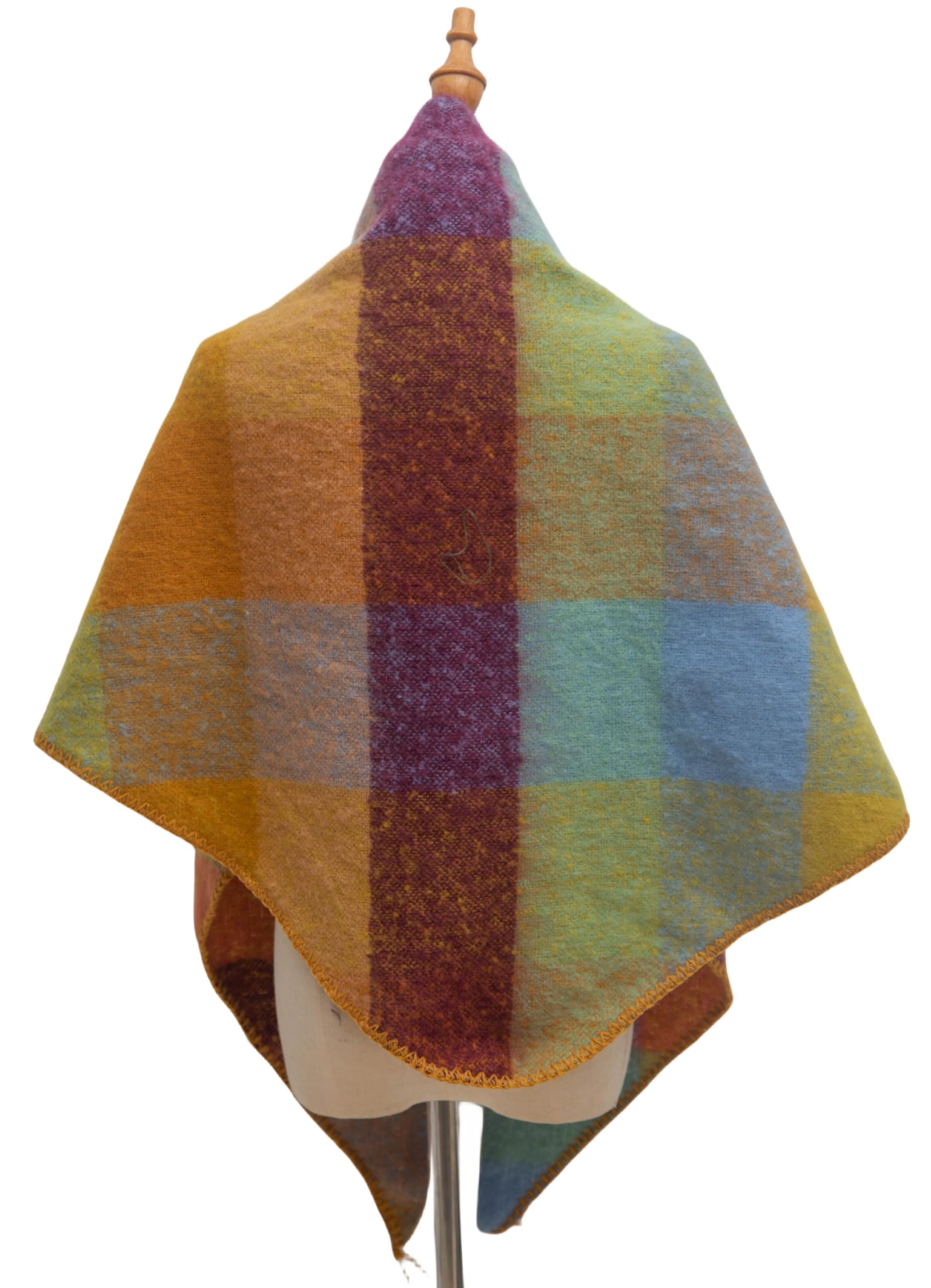 Wander Agio Women Shawl Winter Wrap Cashmere Plaid Scarf Yellow Blue Pink 6