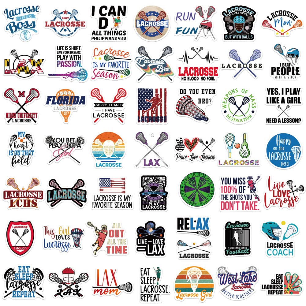 MAXSNOW Lacrosse Stickers Vinyl Decals Waterproof for Water Bottles Laptop Car
