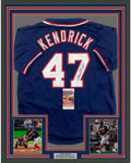 Framed Autographed/Signed Howie Kendrick 35x39 Washington Blue Baseball Jersey JSA COA