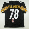 Autographed/Signed Alejandro Villanueva Pittsburgh Black Football Jersey JSA COA