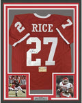 Framed Autographed/Signed Ray Rice 35x39 Rutgers Red College Football Jersey Steiner Sports COA