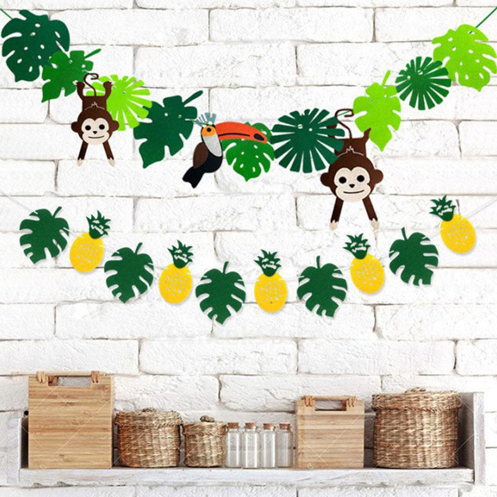 Leyhooney Christmas Jungle Felt Decor Set Tropical Toucan Monkey Palm Leaf