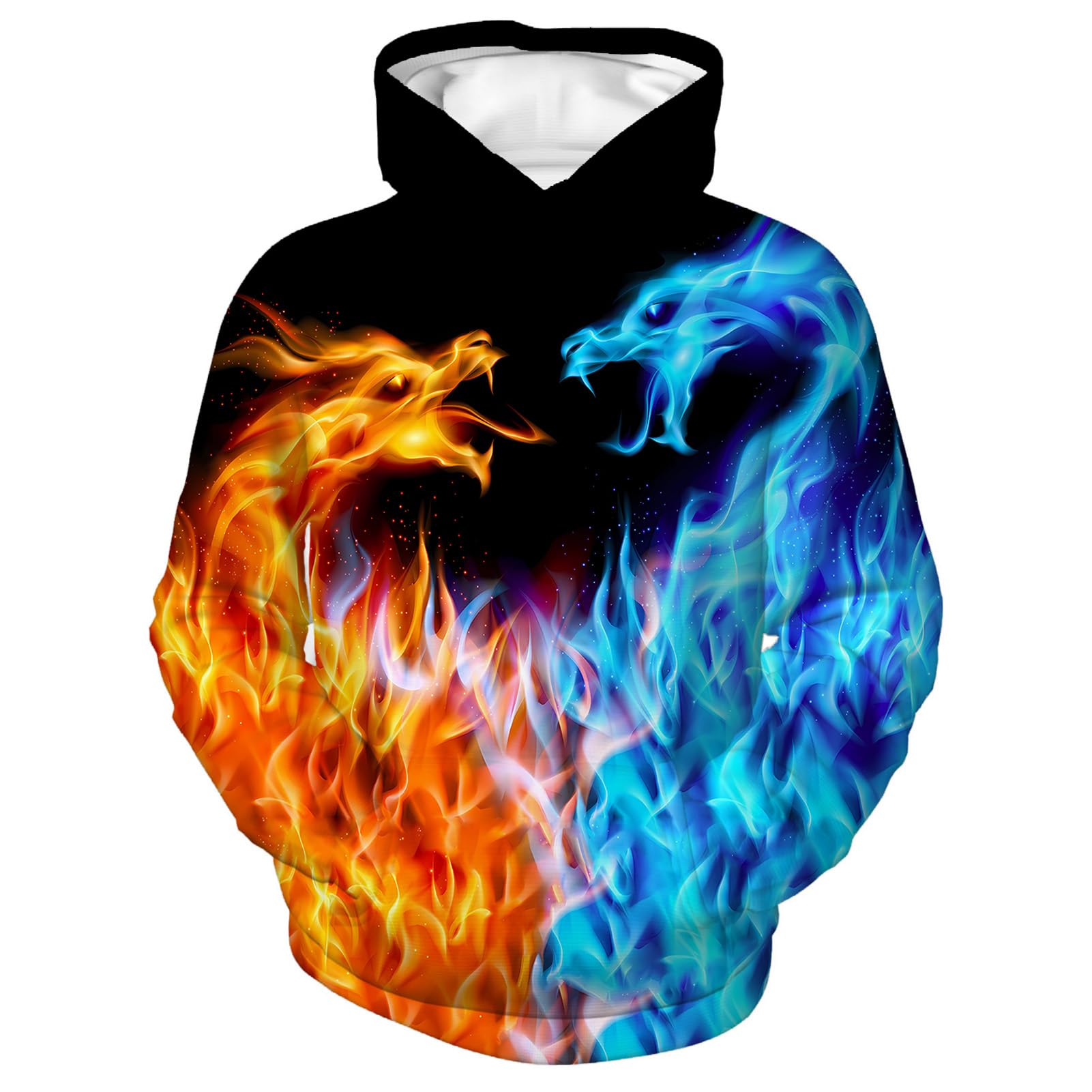 Zenzenze Fire Ice Dragon 3D Printed Hoodie Boys Girls Multicolor Size 6-16
