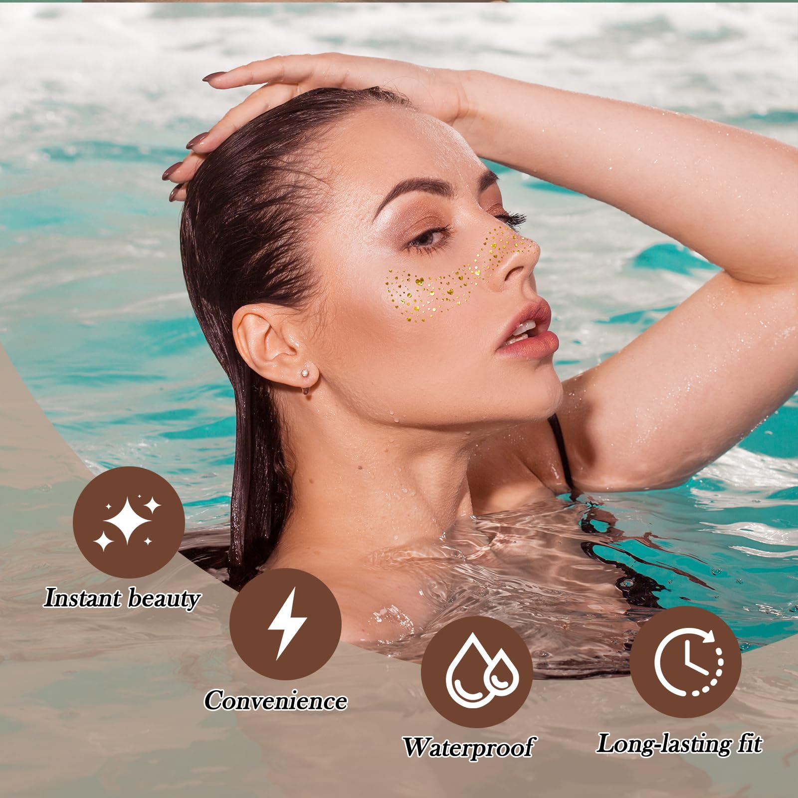 Diesetsr Face Glitter Freckles Temporary Tattoos Stickers Black 30 PCS