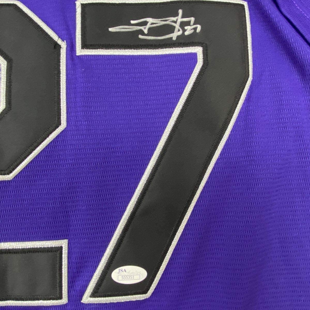 Framed Autographed/Signed Trevor Story 35x39 Colorado Purple Baseball Jersey JSA COA Holo Only