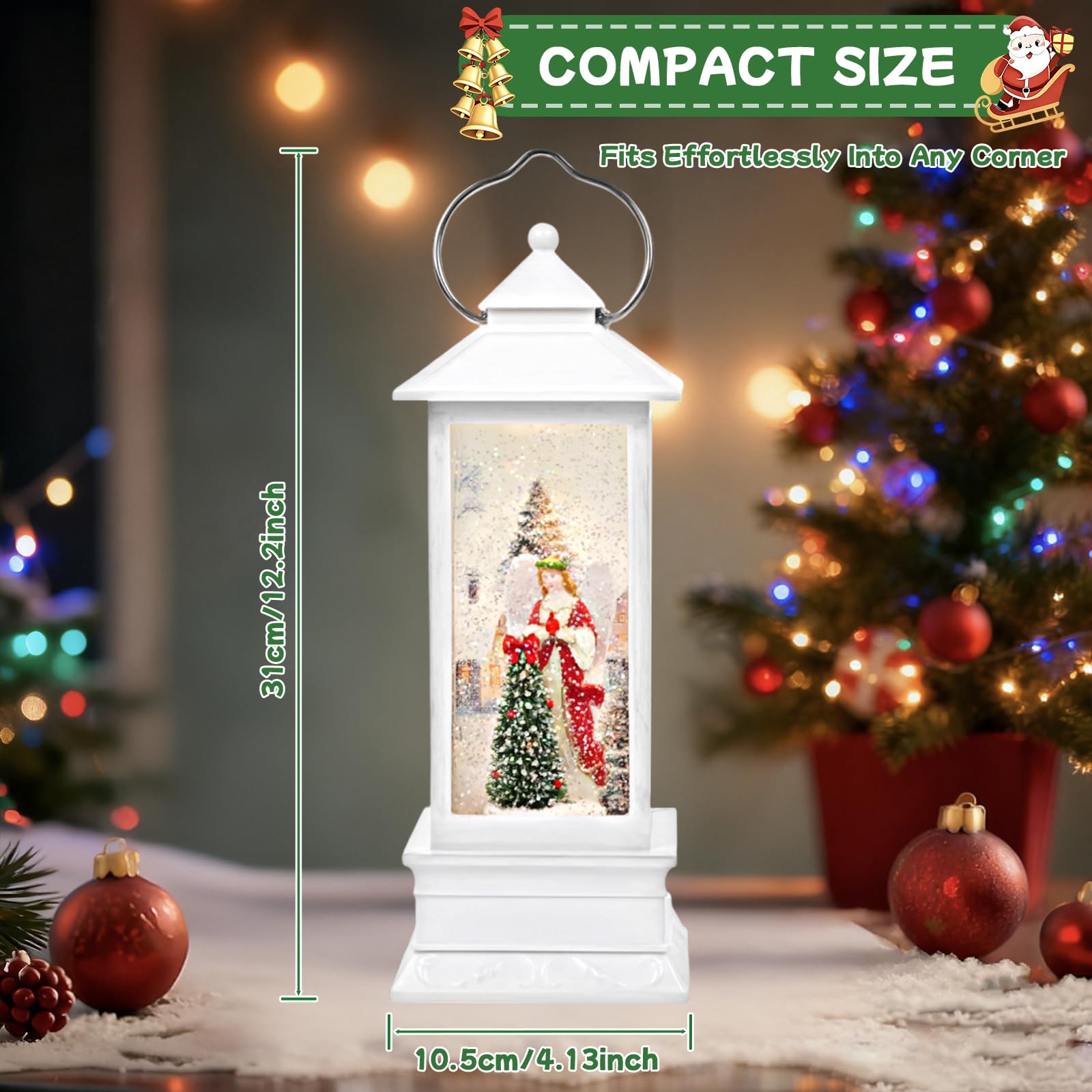 Little Glee Christmas Lantern LED Music Holiday Decoration Angel Tree Resin