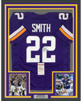 Framed Autographed/Signed Harrison Smith 35x39 Minnesota Purple Football Jersey JSA COA