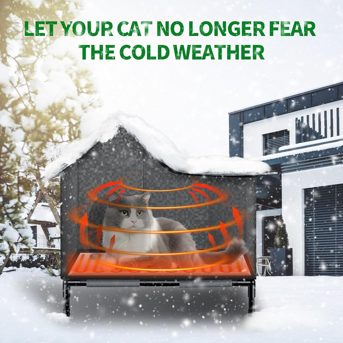 Insulated Heated Cat Shelter with Thermostatic Pad