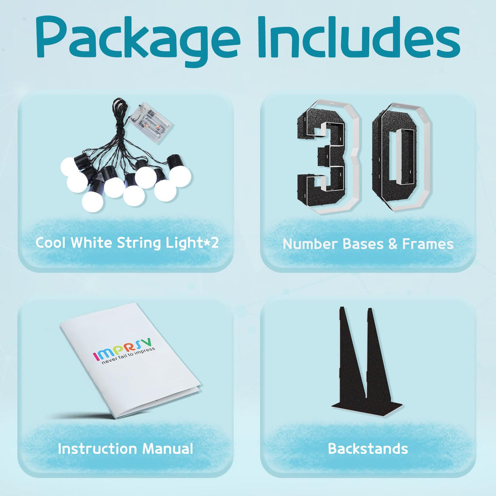 imprsv Marquee Numbers 30th Birthday Light Up Number 30 Black 3ft
