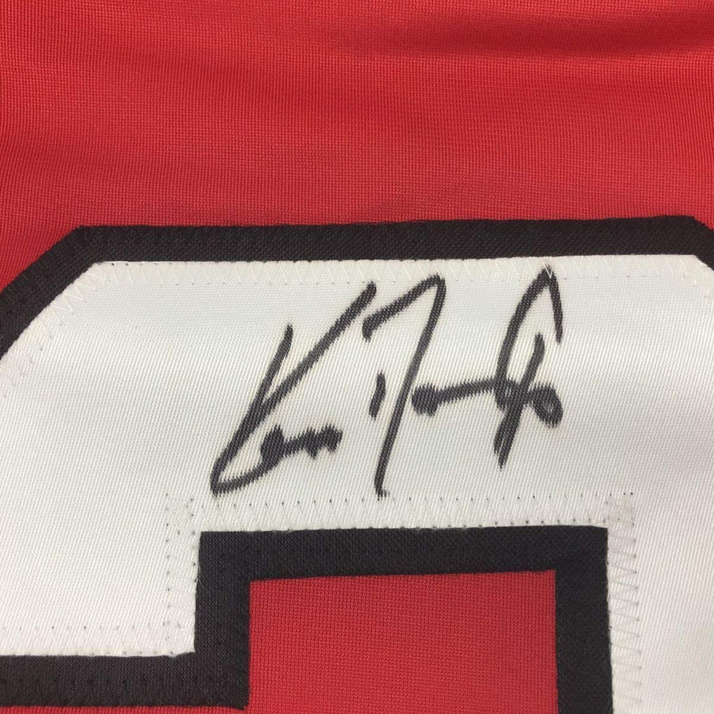 Framed Autographed/Signed Ken Daneyko 35x39 New Jersey Red Hockey Jersey PSA/DNA COA