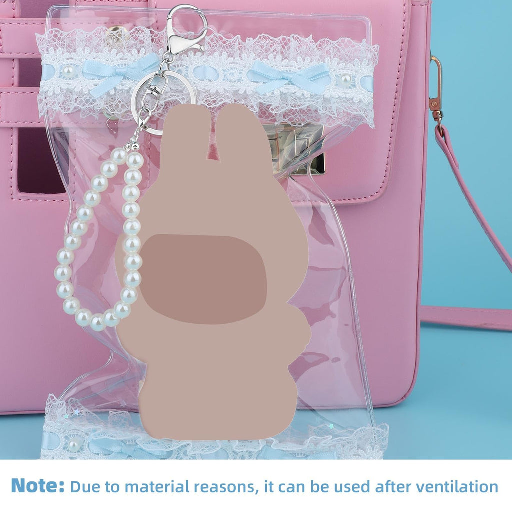 Tinoaly Clear PVC Doll Display Bag, 5.9 x 9.8 in, Pearl Keychain