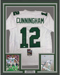 Framed Autographed/Signed Randall Cunningham 35x39 Philadelphia White Football Jersey JSA COA