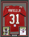Framed Autographed/Signed Antoine Winfield Jr 35x39 Tampa Bay Red Football Jersey PSA/DNA COA