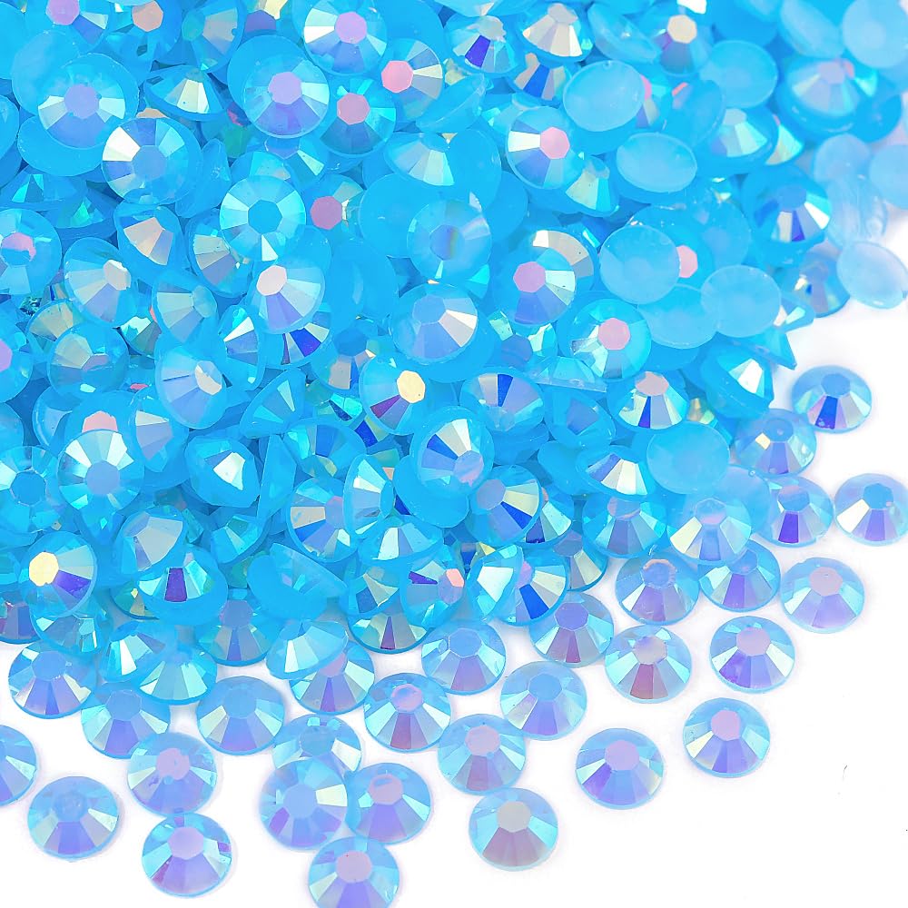 Blinginbox 500pcs 6mm AB Resin Flatback Rhinestones lt.Sapphire AB