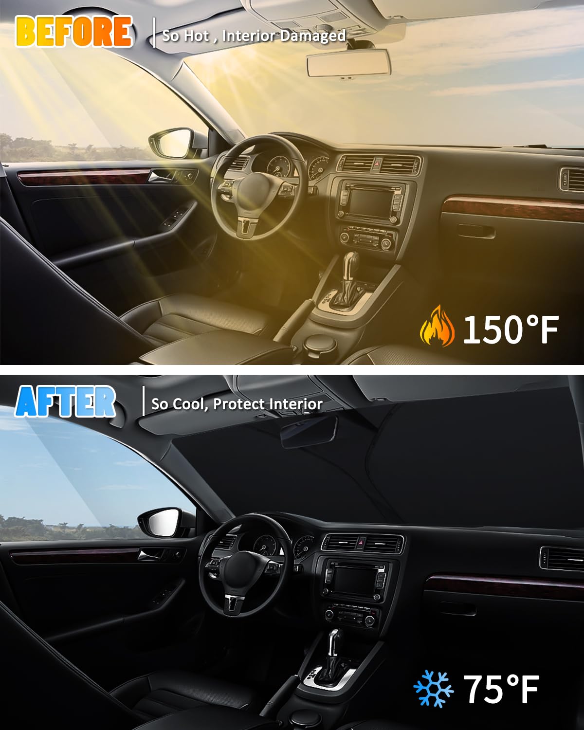 Sunset Beach Windshield Sun Shade for Toyota Prius Hatchback 2016-22 Foldable