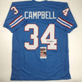 Autographed/Signed Earl Campbell Houston Blue Football Jersey JSA COA