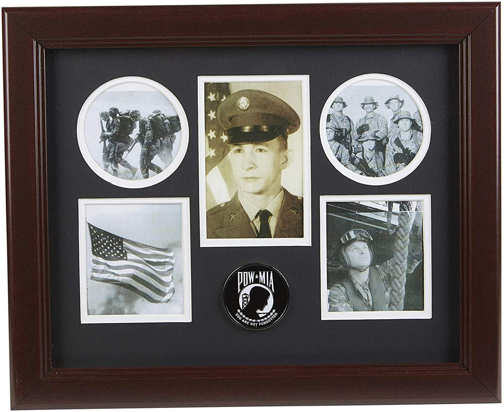 The Military Gift Store US Flag Store POW/MIA Medallion 5 Picture Collage Frame.