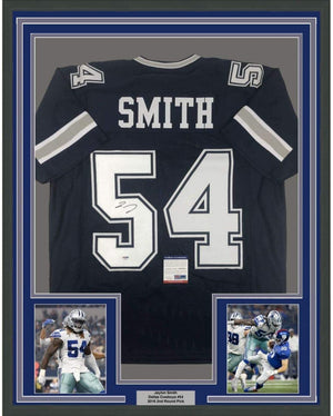 Framed Autographed/Signed Jaylon Smith 35x39 Dallas Dark Blue Football Jersey PSA/DNA COA