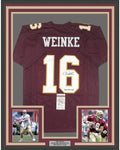 Framed Autographed/Signed Chris Weinke 2000 Heisman  35x39 Florida State Seminoles Maroon College Football Jersey JSA COA