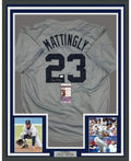 Framed Autographed/Signed Don Mattingly 35x39 New York Grey Baseball Jersey JSA COA