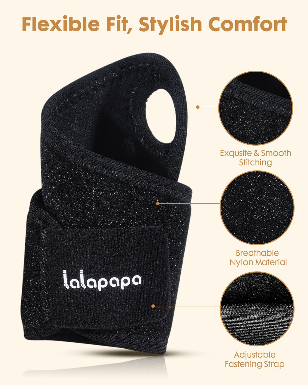 Lalapapa 2 Pack Adjustable Wrist Brace for Men & Women Black Size One Size