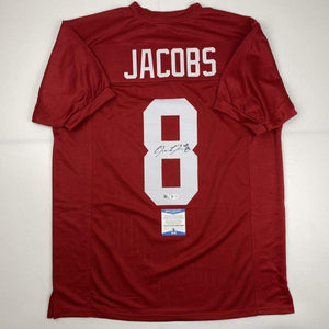Autographed/Signed Josh Jacobs Alabama Red College Football Jersey Beckett BAS COA