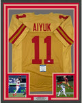 Framed Autographed/Signed Brandon Aiyuk 35x39 San Francisco Gold Football Jersey Beckett BAS COA