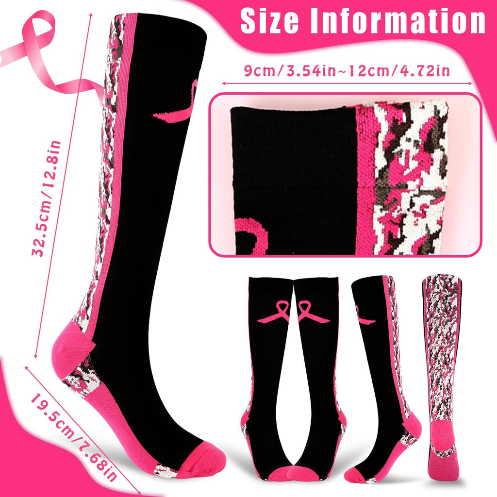 YLOLUL Breast Cancer Awareness Socks Black Camouflage Polyester Womens Size L