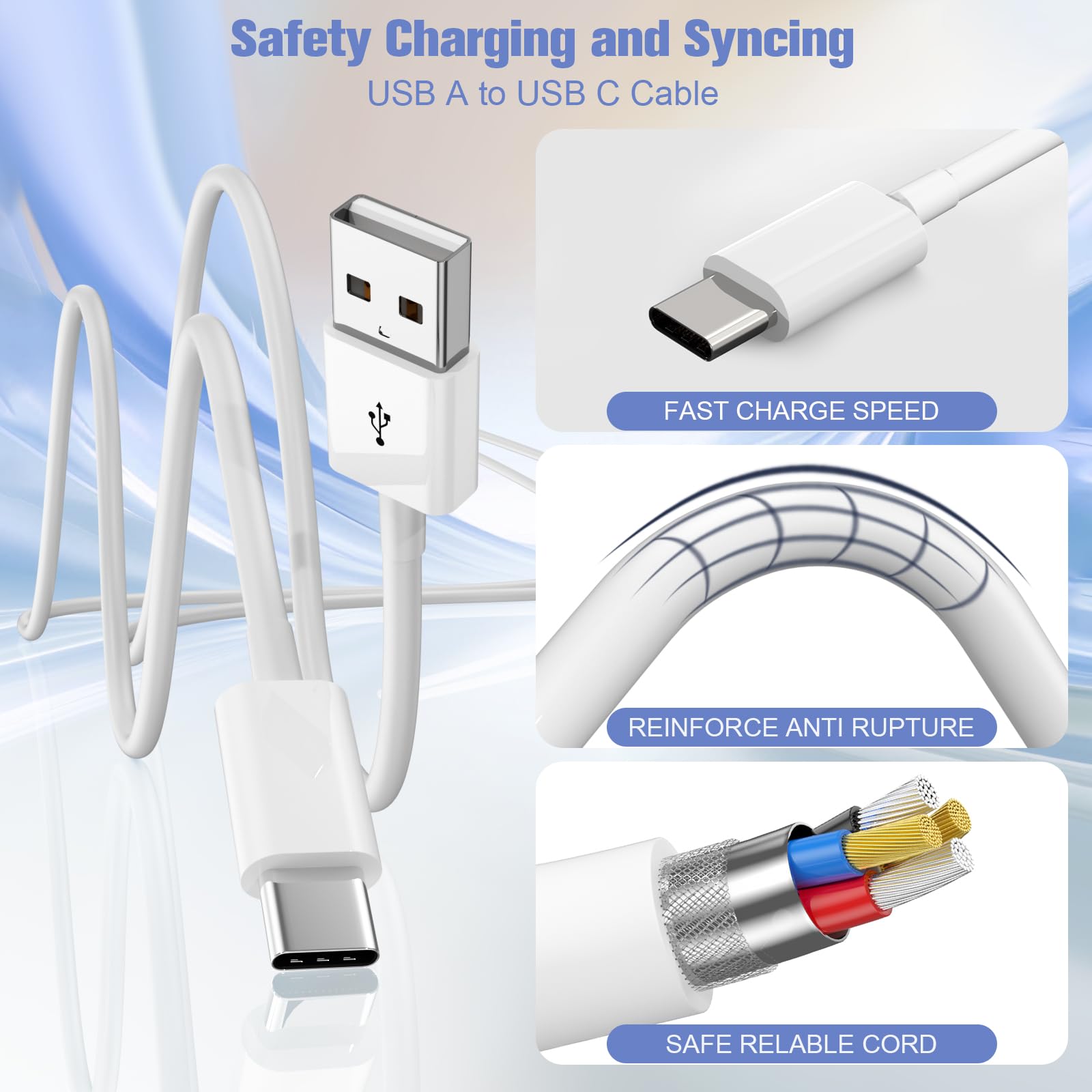 Eettvekd Carplay Cable USB A to USB C for iPhone 16/15 Pro Max iPad 3FT