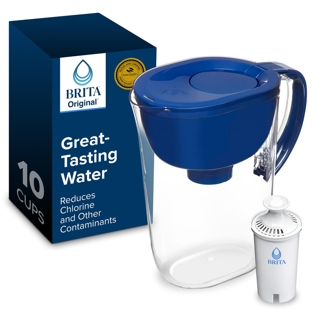 Brita Large Water Filter Pitcher 10-Cup Mazarine Blue with 1 Standard Filter