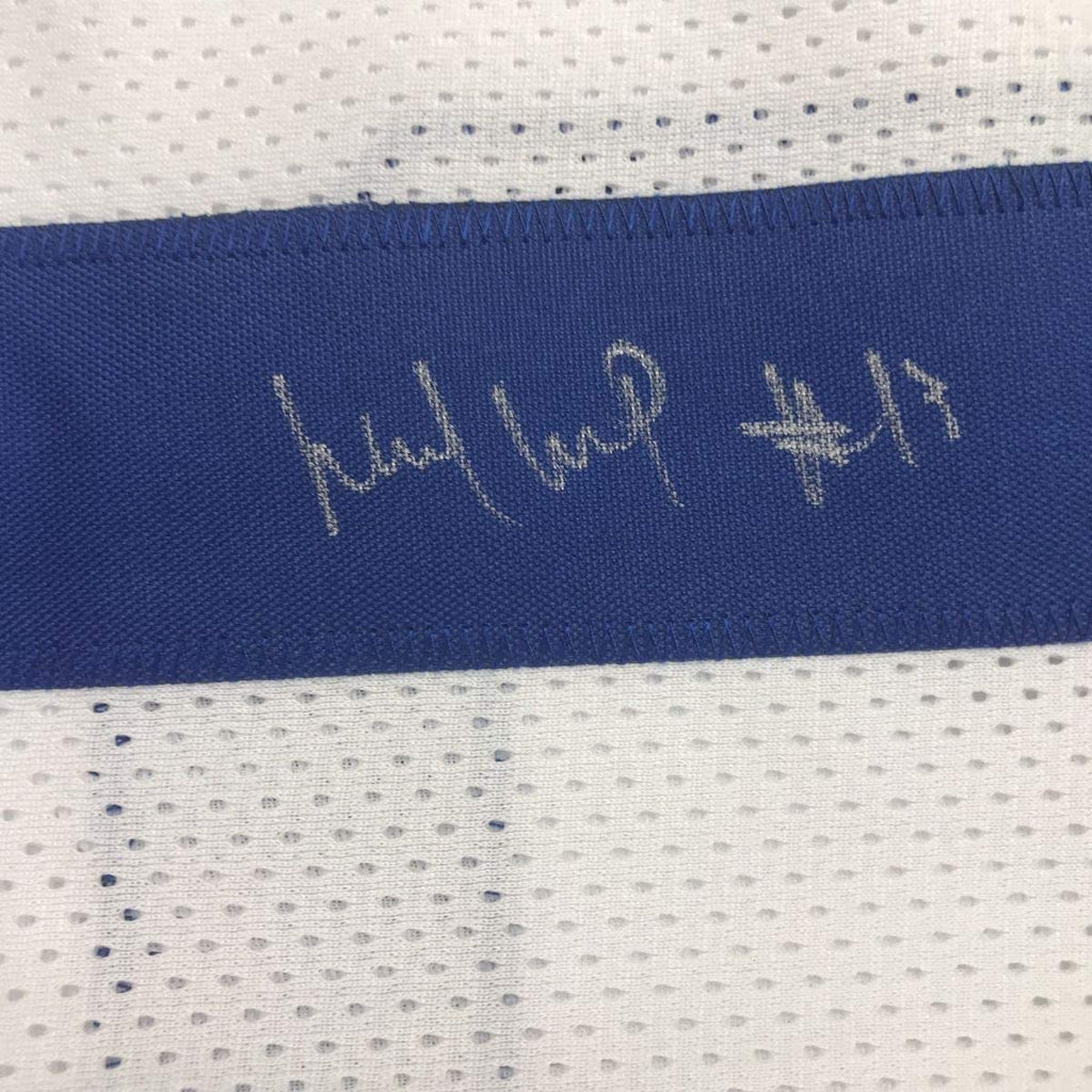 Framed Autographed/Signed Michael Gallup 35x39 Dallas White Football Jersey JSA COA