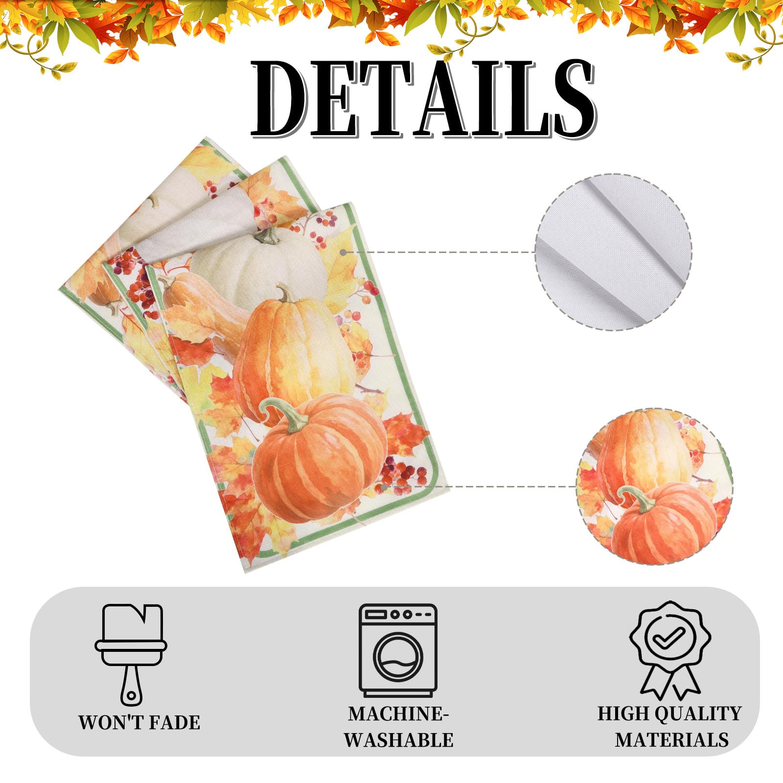 LULUXENIA Thanksgiving Table Runner Maple Leaves Pumpkin Fall Decor 13x72 Inch