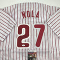 Autographed/Signed Aaron Nola Philadelphia Pinstripe Baseball Jersey JSA COA