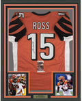 Framed Autographed/Signed John Ross III 35x39 Cincinnati Orange Football Jersey JSA COA