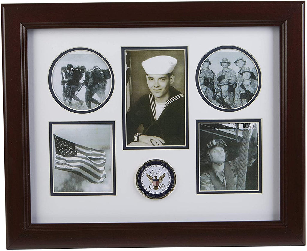 The Military Gift Store US Flag Store U.S. Navy Medallion 5 Picture Collage Frame.