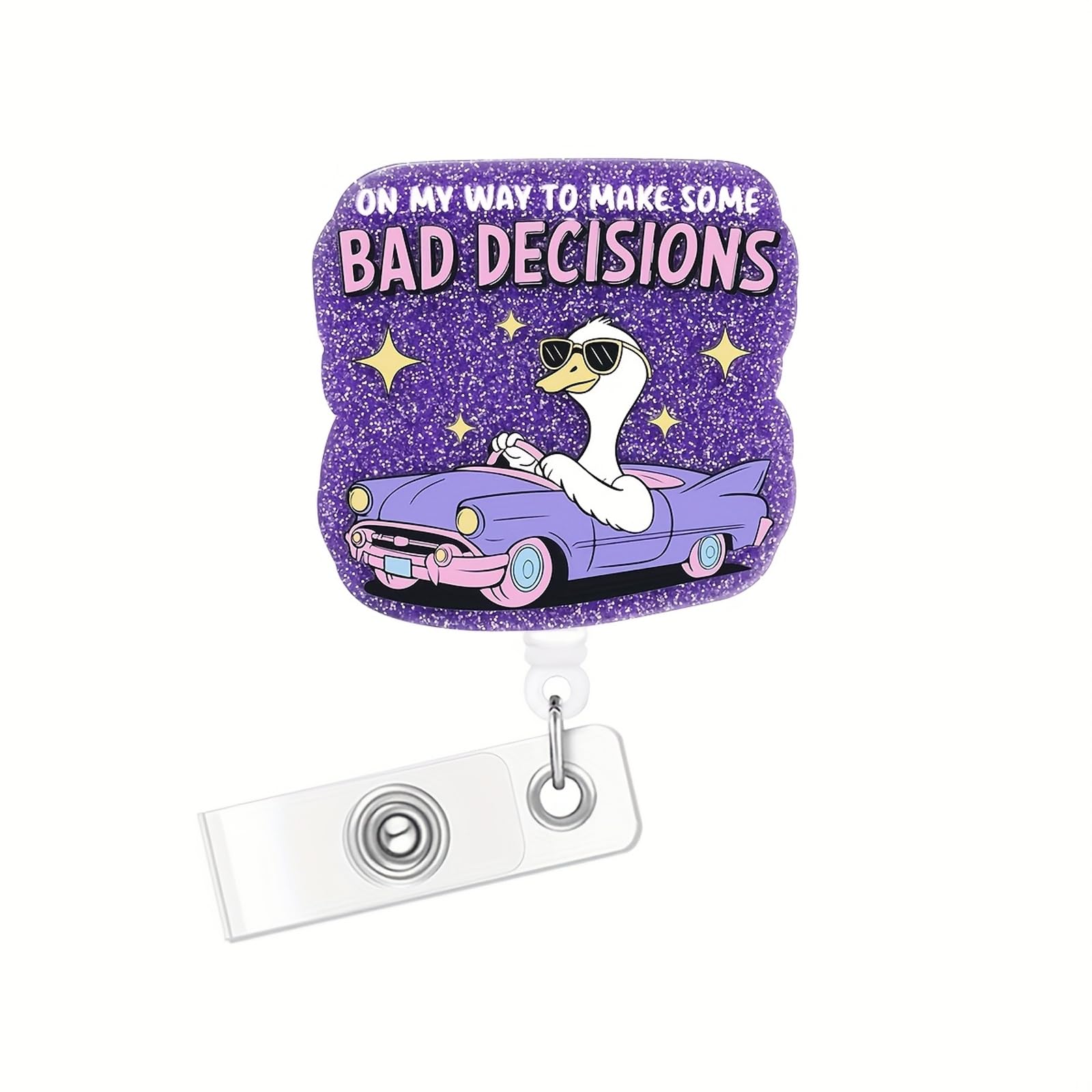 CHAONENG Funny Silly Goose Badge Reel Retractable Clip Medical Nurse Purple