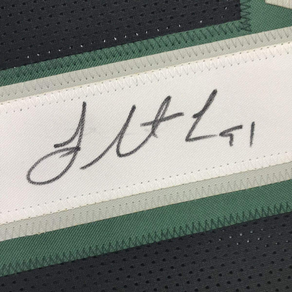 Framed Autographed/Signed Fletcher Cox 35x39 Philadelphia Black Football Jersey JSA COA