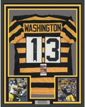 Framed Autographed/Signed James Washington 35x39 Pittsburgh Bumble Bee Football Jersey JSA COA