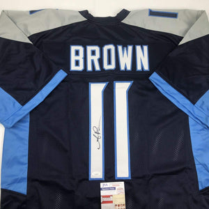 Autographed/Signed AJ A.J. Brown Tennessee Dark Blue Football Jersey JSA COA