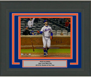 Framed Autographed/Signed Pete Alonso New York Mets 16x20 Baseball Photo Fanatics COA
