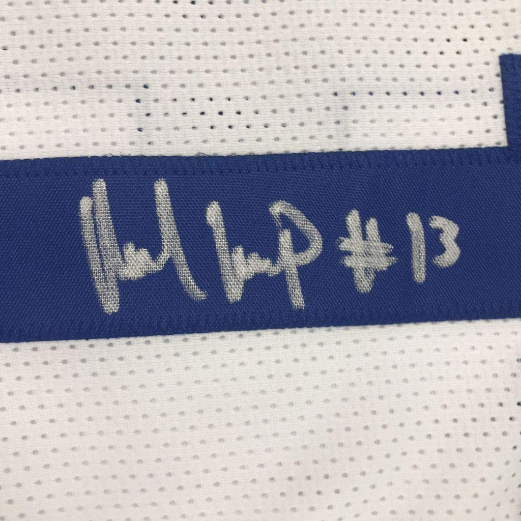 Framed Autographed/Signed Michael Gallup 35x39 Dallas White Football Jersey Beckett BAS COA