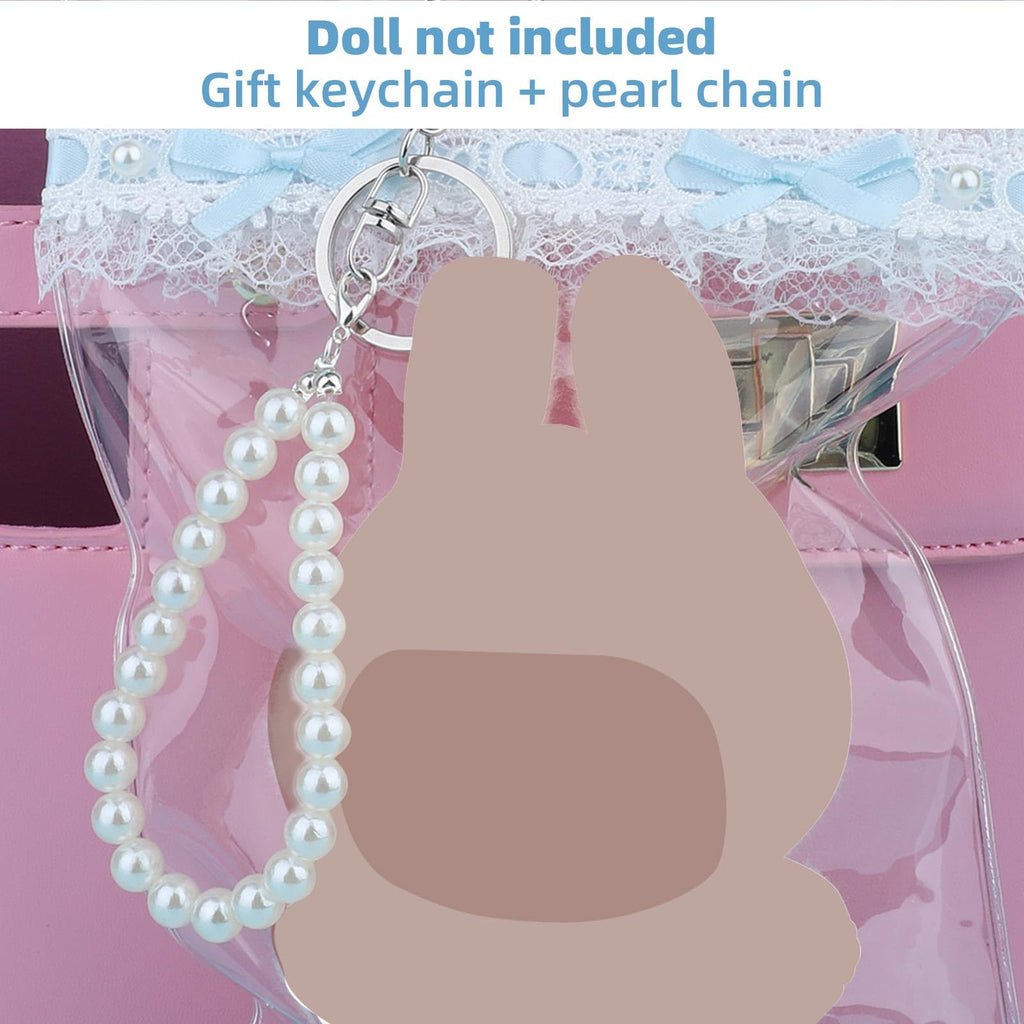 Tinoaly Clear PVC Doll Display Bag, 5.9 x 9.8 in, Pearl Keychain
