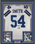 Framed Autographed/Signed Jaylon Smith 35x39 Dallas White Football Jersey PSA/DNA COA
