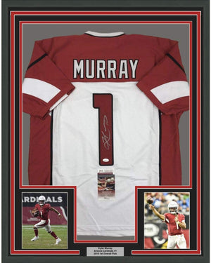 Framed Autographed/Signed Kyler Murray 35x39 Arizona White Football Jersey JSA COA