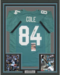 Framed Autographed/Signed Keelan Cole 35x39 Jacksonville Teal Football Jersey JSA COA